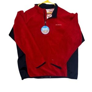 Columbia Omni-Heat Fleece Pullover 3XL Red Black 1/4 Zip Jacket Mens NWT